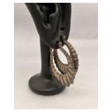 Vintage 925 Sterling Silver Ridged Hoop Earrings