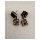 Mexican Sterling Silver Earrings, Black Onyx