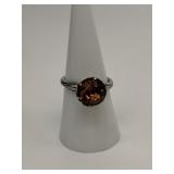 Sterling Silver Yellowish Brown Gemstone Size 7.5