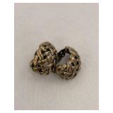 Vintage Sterling Silver Basketweave Clip On
