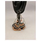 Sterling Silver Chandelier Peach Gemstone Tiered