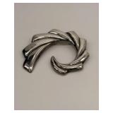 925 Sterling Silver Abstract Swirl Brooch
