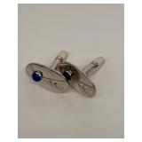 Silver Cufflinks Engraved Starburst Pattern with