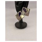 Vintage Navajo Sterling Silver Inlay Earrings.