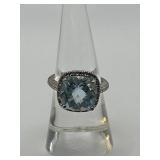 Size 6.75 Sterling Silver Blue Stone Cocktail