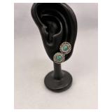 Sterling Silver Stud Earrings Turquoise Cabochons