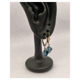 Sterling Silver Teardrop Earrings with Blue