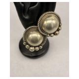 Vintage 925 Mexican Sterling Silver Dome Earrings