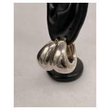 925 Sterling Silver Puffy Hoop Earrings