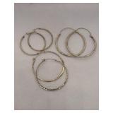 Lot of 3 Sterling Silver Hoop Earrings