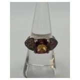 Size 6.75 925 Cocktail Ring Cushion Cut Yellow