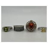 Size 7 Orange Green and Yellow Assorted 925 Ring