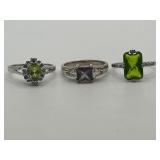 Size 7.75 Beautiful Green and Purple Stone Ring