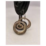 925 Sterling Silver Double Circle Hoop Dangle