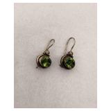 925 Sterling Silver Green Gemstone Dangle