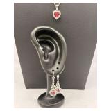 Sterling Silver Jewelry Set Heart Shaped Lab
