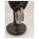 Sterling Silver Hoop Earrings Multiple Rows of