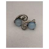 Sterling Silver Vintage Blue Cabochon Stone