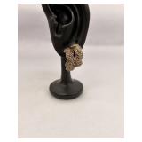 Sterling Silver Twisted Hoop Earrings Marcasite