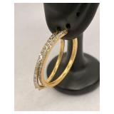 Sterling Silver Hoop Earrings with White Crystals