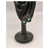 Vintage Shadowbox Earrings Pear Shaped Oxidized
