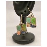 925 Sterling Silver Earrings, Inlay featuring
