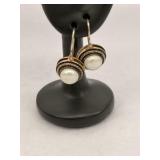 Sterling Silver Black Enamel, Cultured Pearl