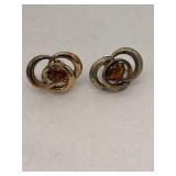 Vintage Sterling Silver Earrings Amber or Citrine