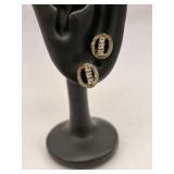Oval Shaped Earrings Sterling Silver Crystal