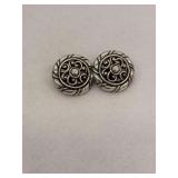 Sterling Silver Clip On Earrings with Rope Edge