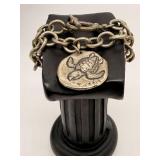 Sterling Silver Charm Bracelet. Turtle Charm. 7
