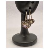 Vintage Sterling Silver Heart Earrings Marcasite