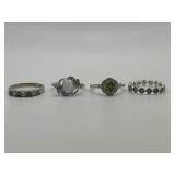 Size 8 Blue and Green Stone Assorted Rings 925