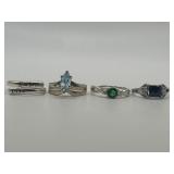 Assorted Colorful Stone 925 Size 6.5 Ring Lot