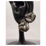 Vintage Sterling Silver Clam Shell Earrings