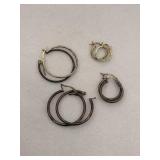 Lot of 4 Sterling Silver Hoop Earrings