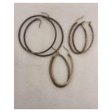 Lot of 3 Sterling Silver Hoop Earrings