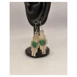 Native American Sterling Silver Earrings Green
