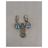 925 Sterling Silver Dangle Earrings and Pendant