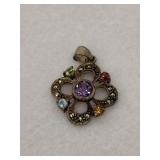 Sterling Silver MultiColored Gemstone Marcasite