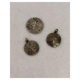 Sterling Silver Sand Dollar Charms Lot of 3