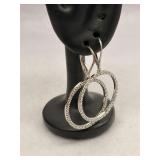Sterling Silver Circle Drop Earrings Crystal
