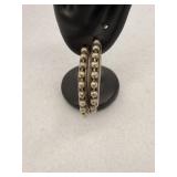 Sterling Silver Hoop Earrings Beaded Texture