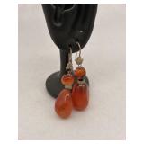 Sterling Silver Dangle Earrings Carnelian