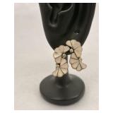 Vintage Sterling Silver Inlay Earrings Fan Shaped