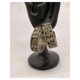 Sterling Silver Oxidized Earrings Embossed Scroll