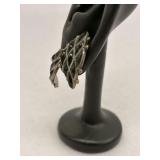Vintage Sterling Silver Marquise Cut Black Stone