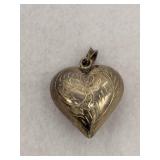 925 Sterling Silver Puffy Heart Engraved Swirl