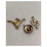 Texas Sterling Silver Lot of 3 Longhorn, Cactus,