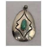 Native American Sterling Silver Pendant Teardrop